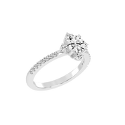 Pave Lab Grown Diamond Engagement Ring with Round Cut Center Stone