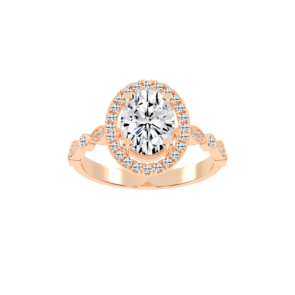 Oval Cut Halo Lab Grown Diamond Engagement Ring