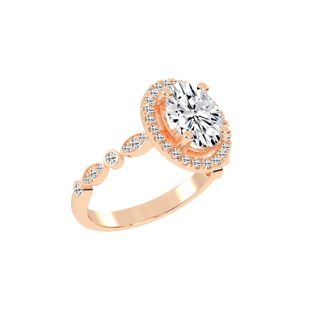 Oval Cut Halo Lab Grown Diamond Engagement Ring