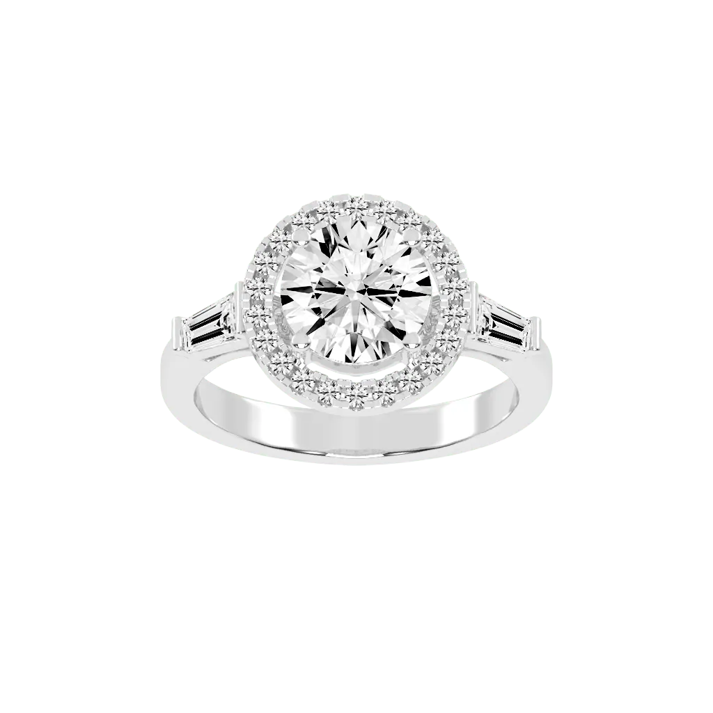 Round Cut Halo Lab Grown Diamond Engagement Ring