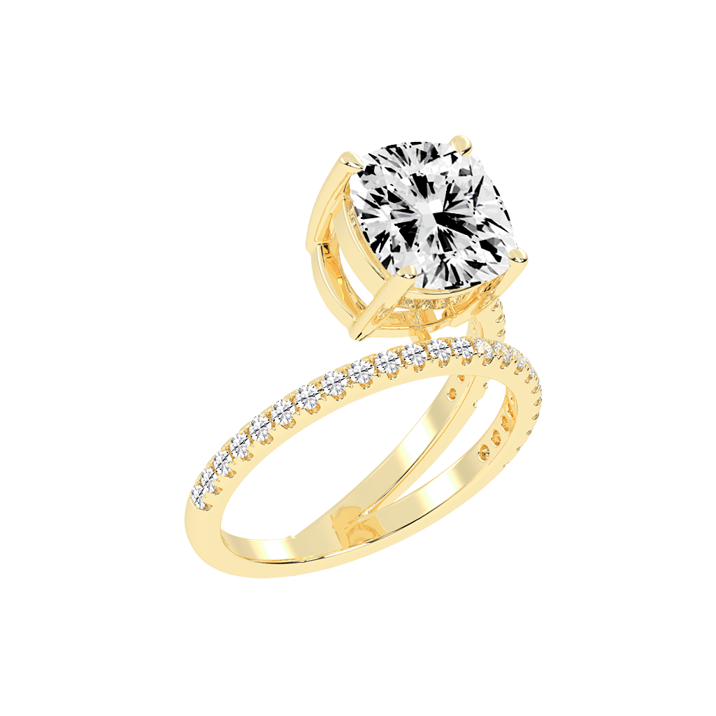 Cushion Cut Fancy  Lab Grown Diamond Engagement Ring