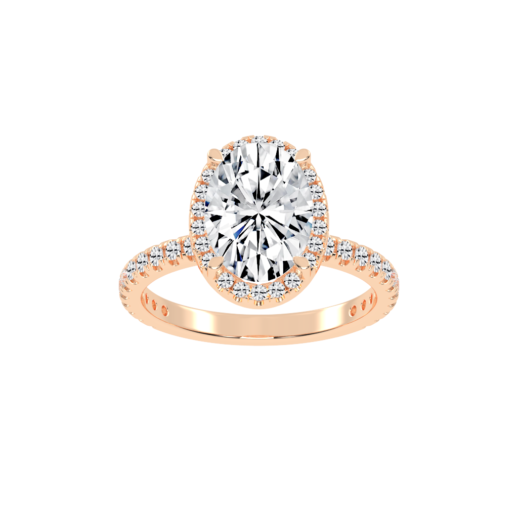 Oval Cut Halo Lab Grown Diamond Engagement Ring