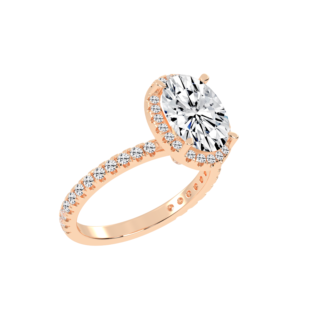 Oval Cut Halo Lab Grown Diamond Engagement Ring