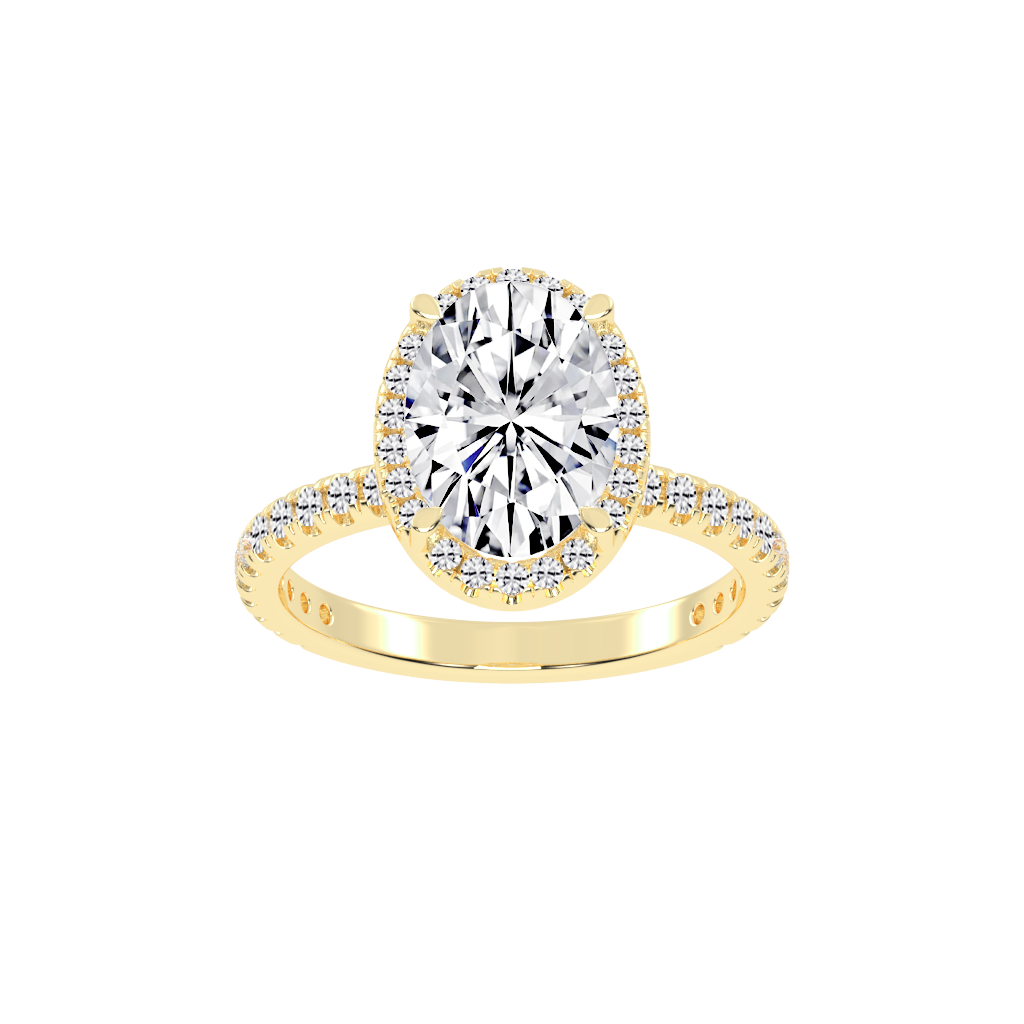 Oval Cut Halo Lab Grown Diamond Engagement Ring