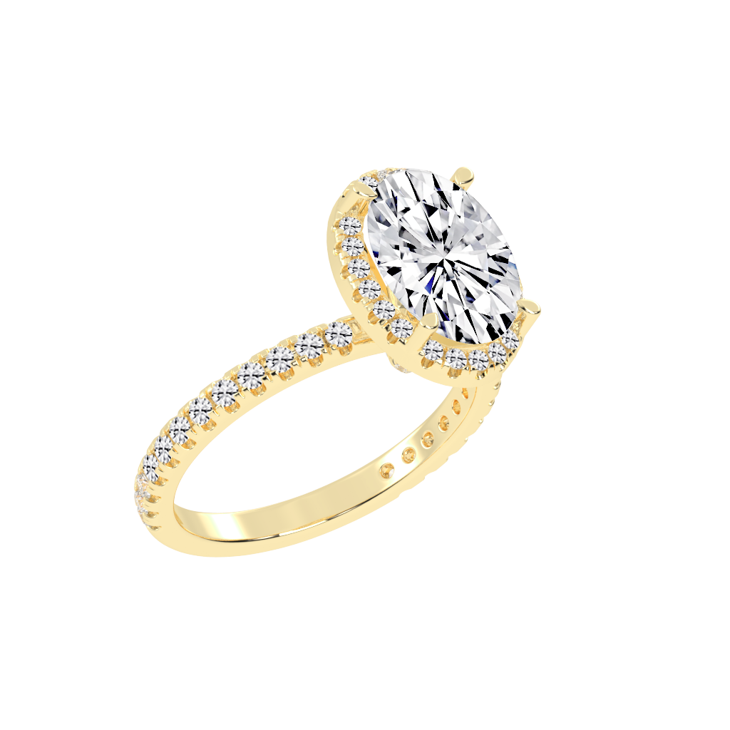 Oval Cut Halo Lab Grown Diamond Engagement Ring