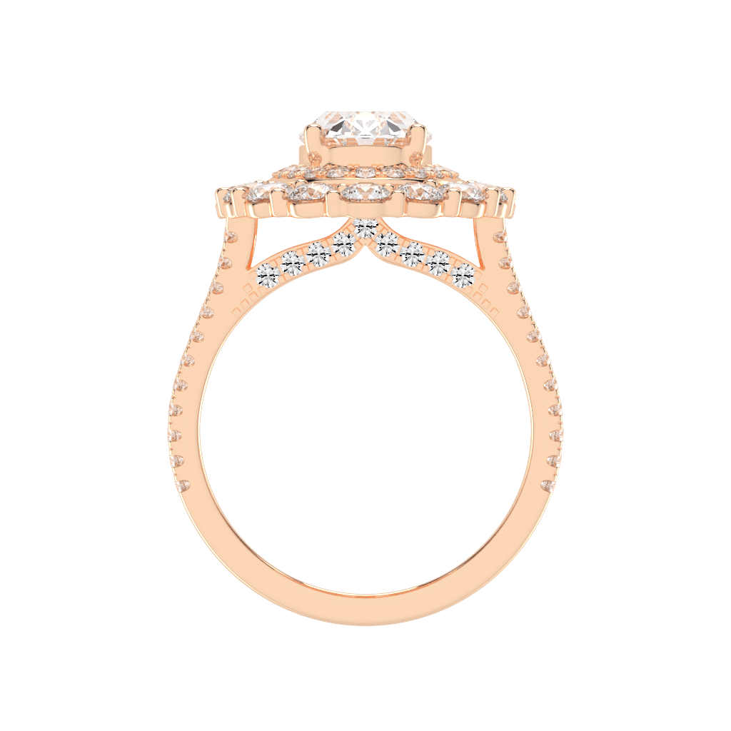 Oval Cut Halo Lab Grown Diamond Engagement Ring