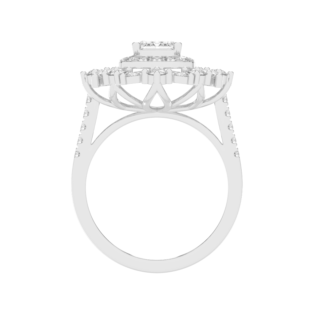 Emerald Cut Fancy Lab Grown Diamond Engagement Ring