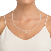 Pear Cut Halo Lab Grown Diamond Tennis Necklace