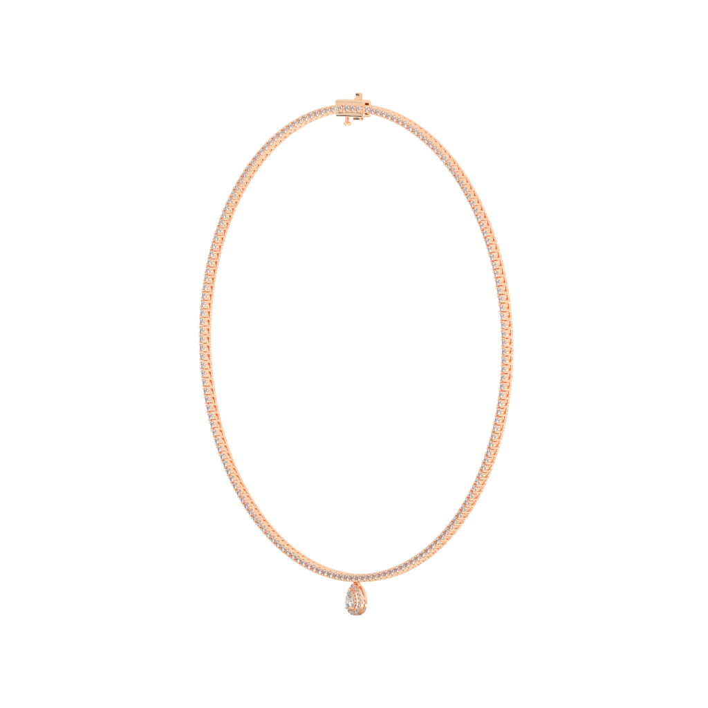 Pear Cut Halo Lab Grown Diamond Tennis Necklace