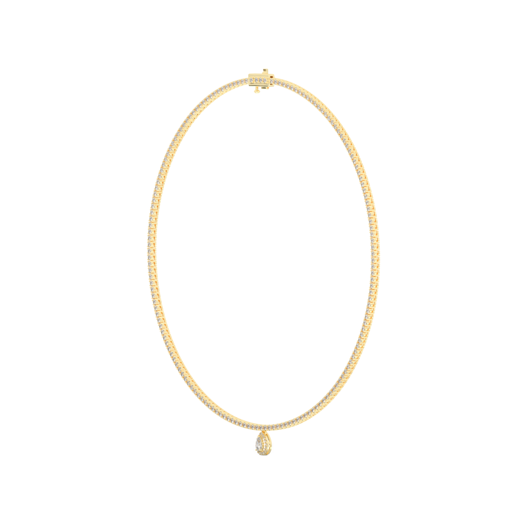 Pear Cut Halo Lab Grown Diamond Tennis Necklace