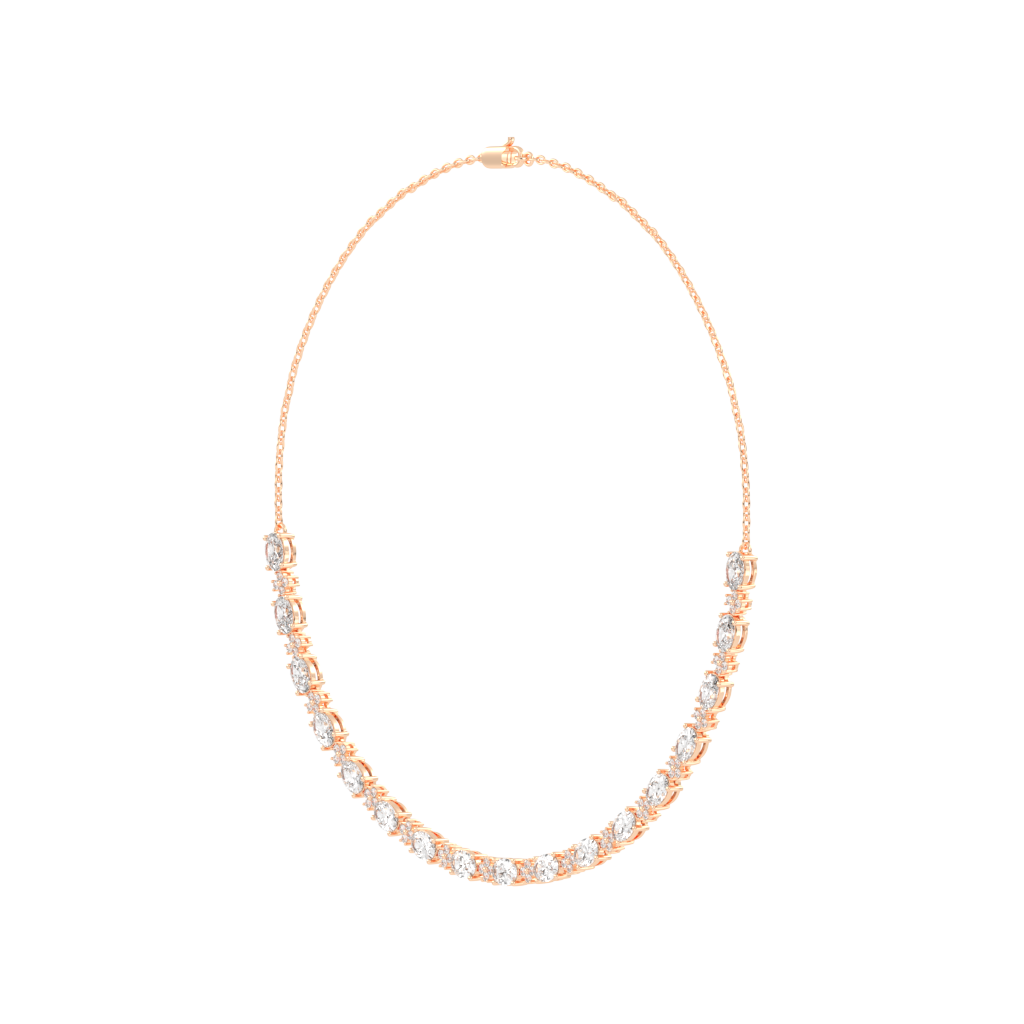 Oval and Round Cut Lab Grown Diamond Tennis Necklace