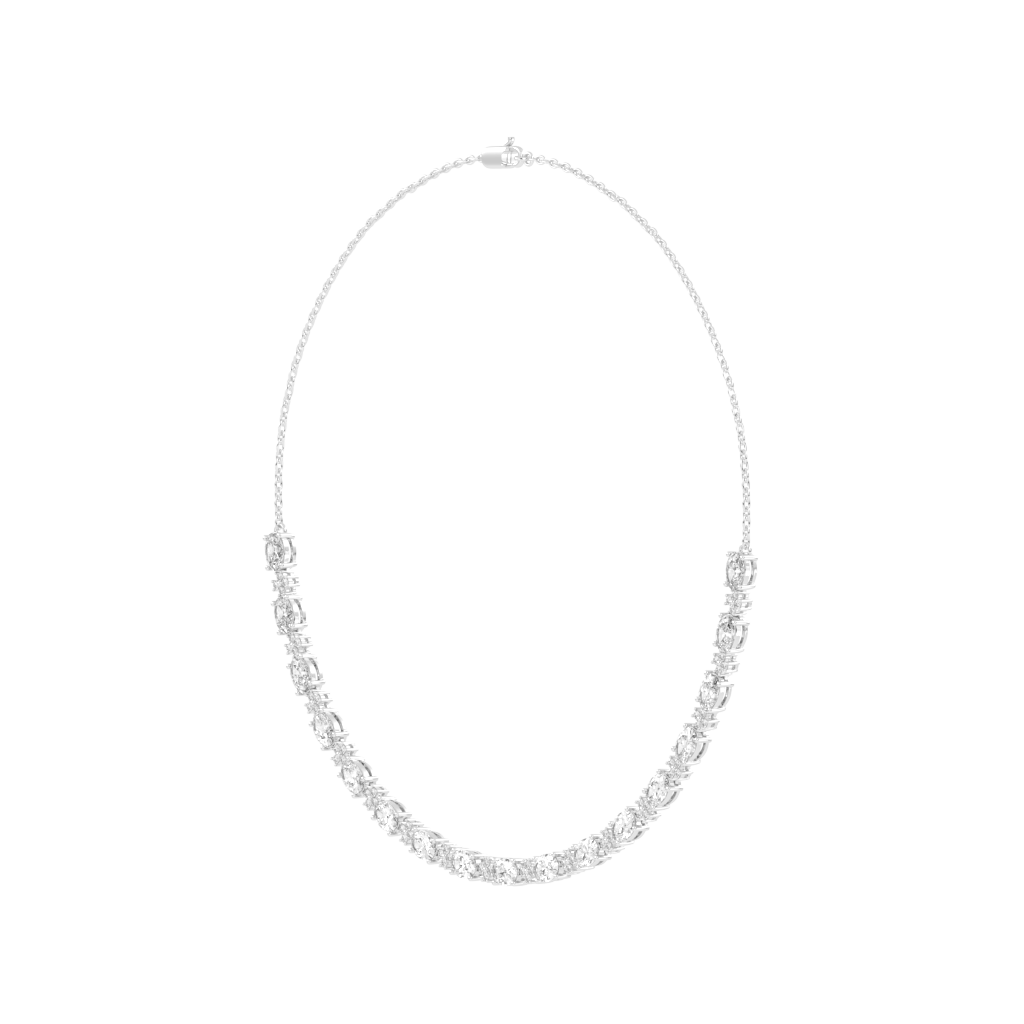 Oval and Round Cut Lab Grown Diamond Tennis Necklace