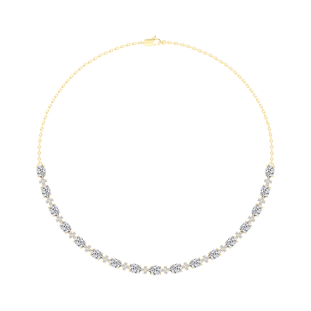 Oval and Round Cut Lab Grown Diamond Tennis Necklace