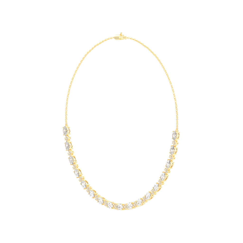 Oval and Round Cut Lab Grown Diamond Tennis Necklace