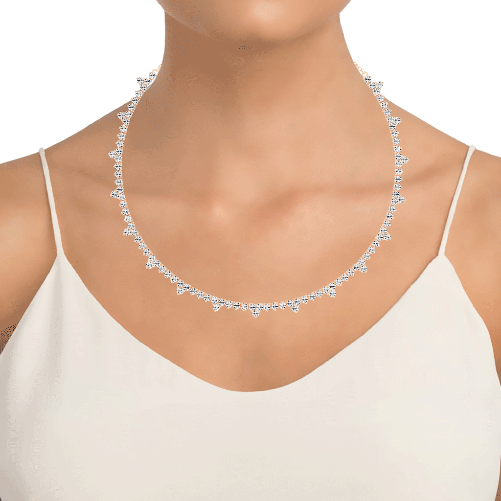 Fancy Round Cut Lab Grown Diamond Tennis Necklace