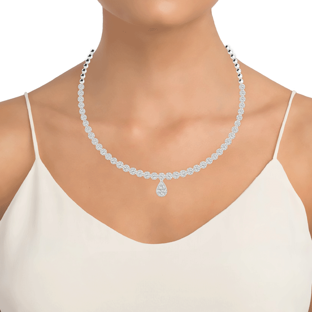 Teardrop Round Cut Lab Grown Diamond Necklace