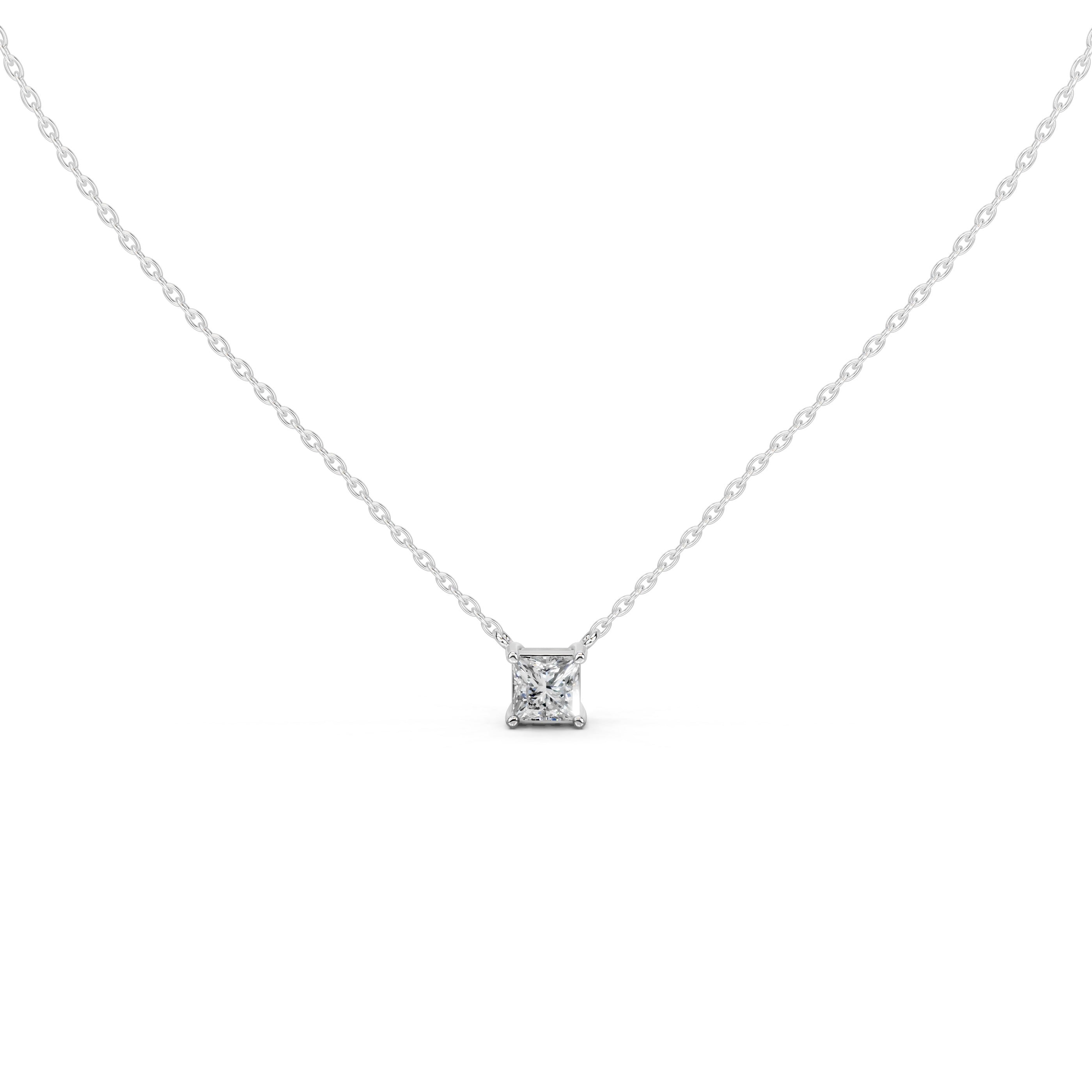 Princess Cut Lab Grown Diamond Solitaire Pendant