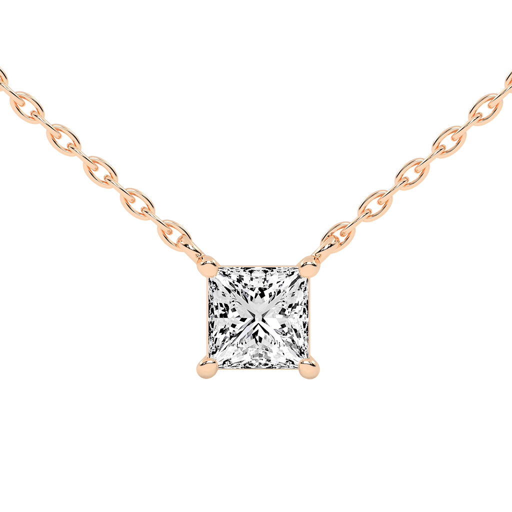 Princess Cut Lab Grown Diamond Solitaire Pendant