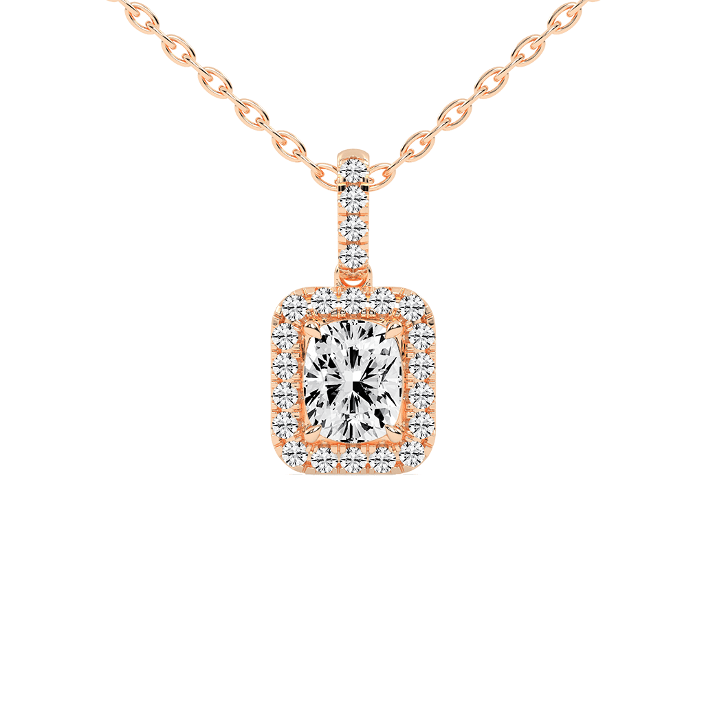 Halo Square Cushion Lab Grown Diamond Pendant