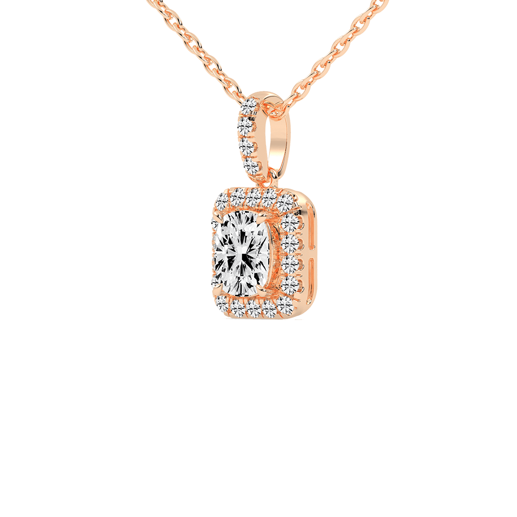 Halo Square Cushion Lab Grown Diamond Pendant