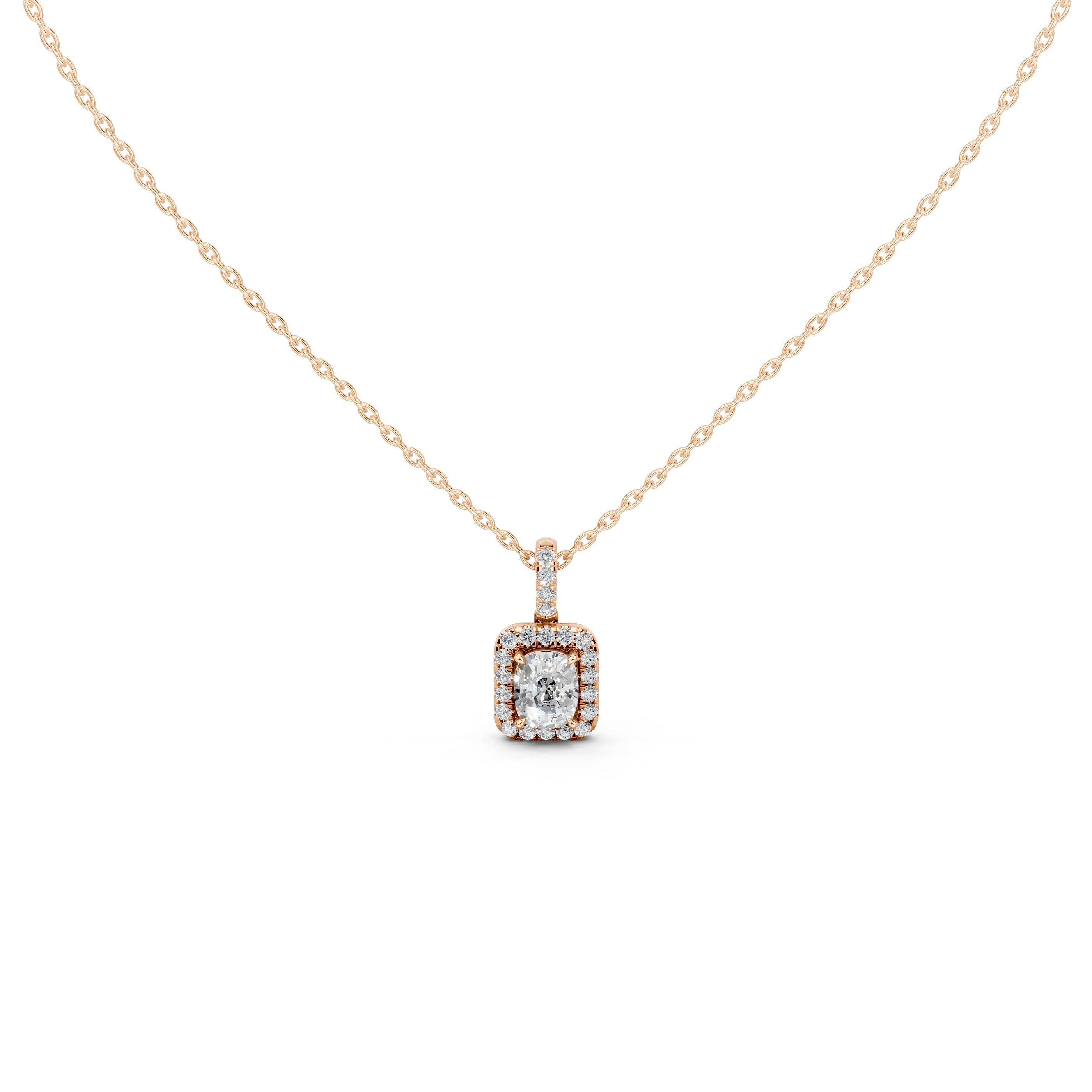 Halo Square Cushion Lab Grown Diamond Pendant