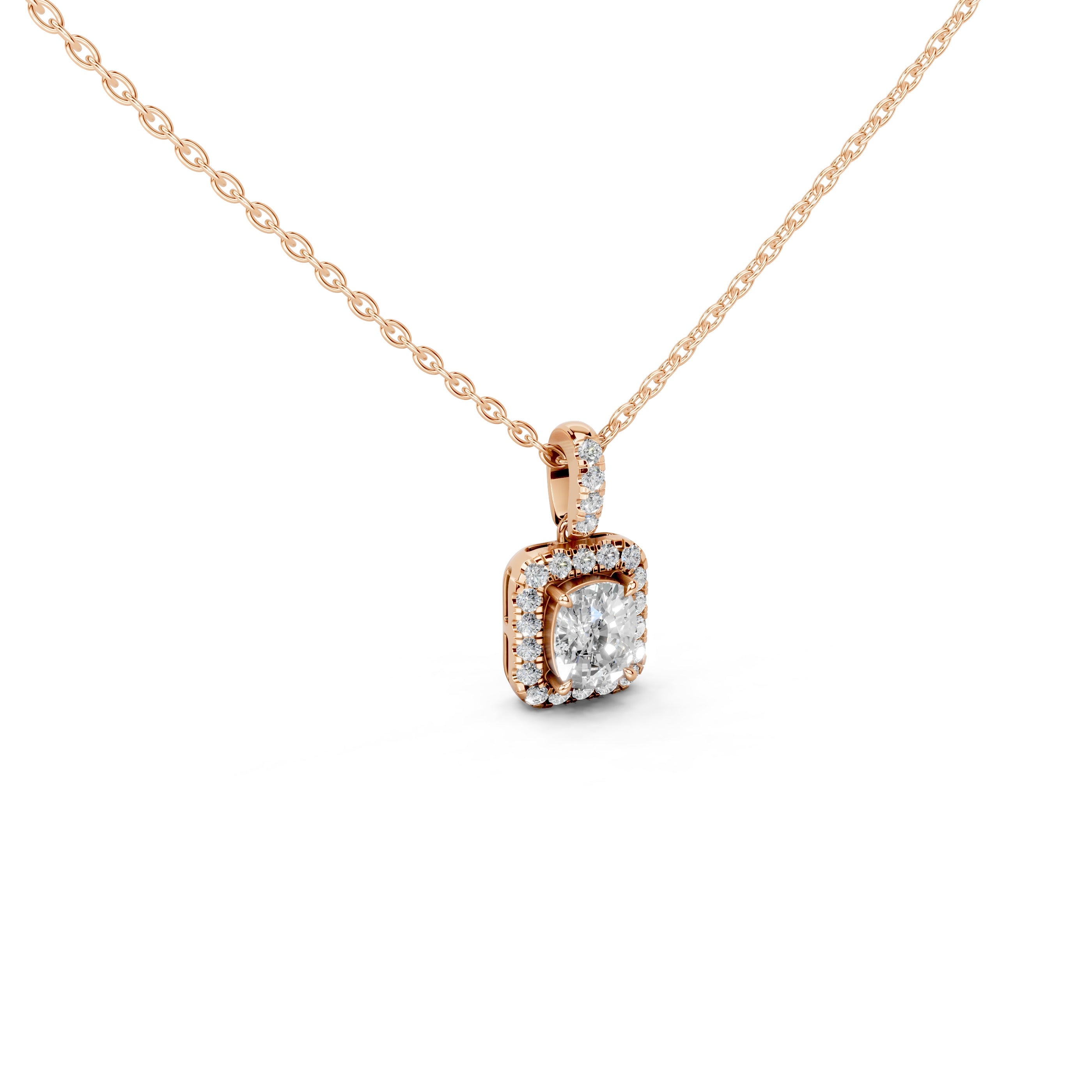 Halo Square Cushion Lab Grown Diamond Pendant