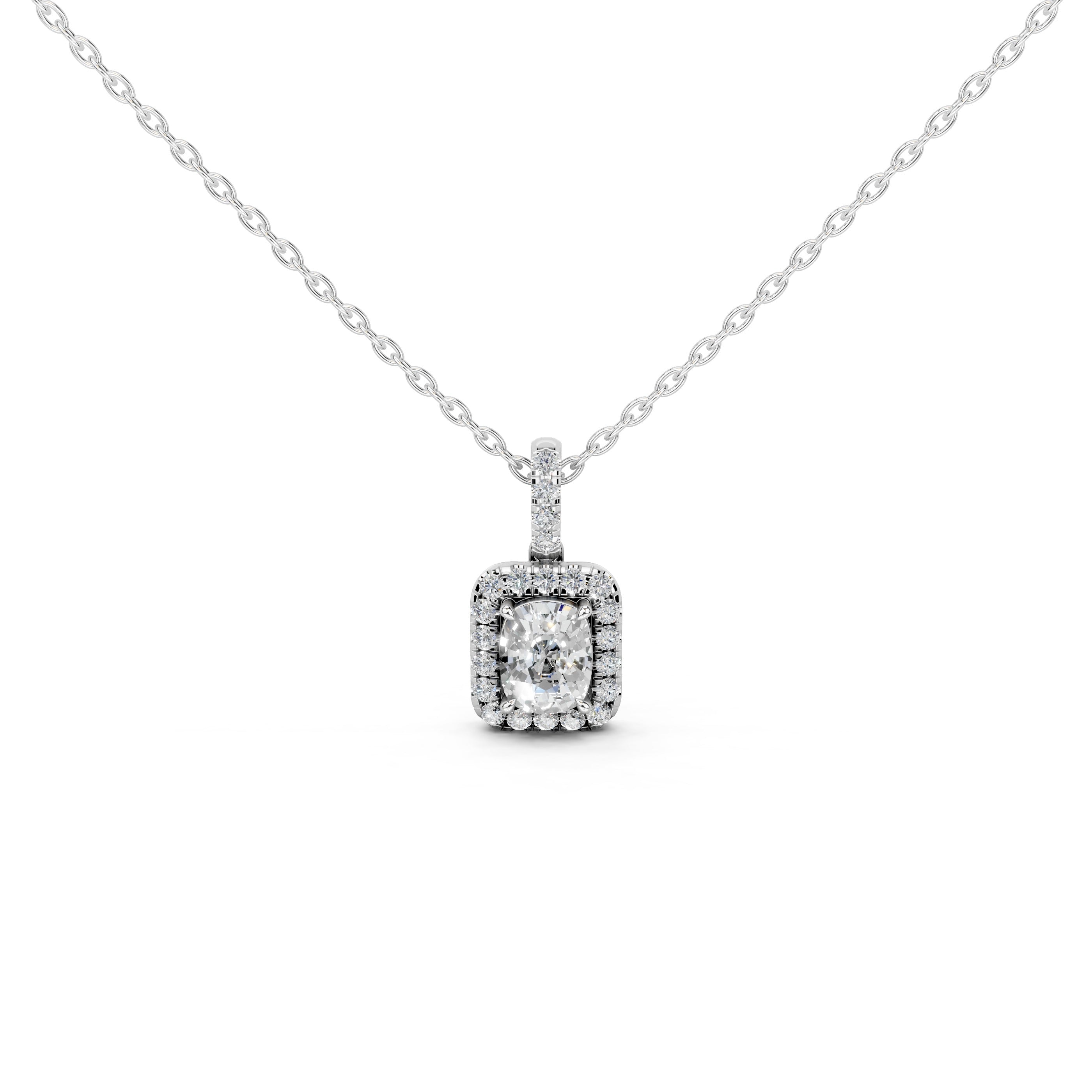 Halo Square Cushion Lab Grown Diamond Pendant