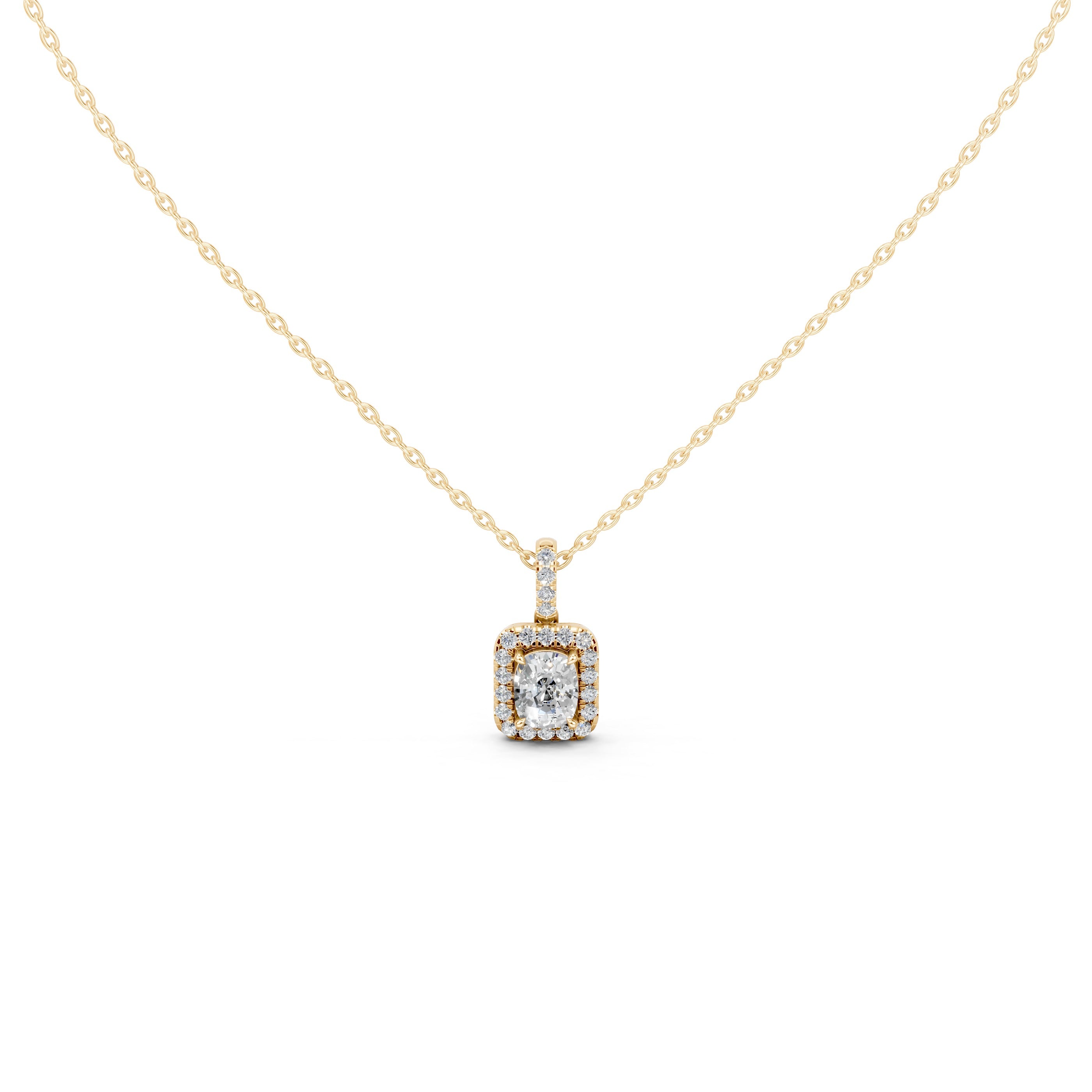 Halo Square Cushion Lab Grown Diamond Pendant