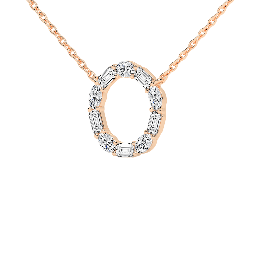 Open Circle Oval and Emerald Cut 3 Cttw Lab Grown Diamond Pendant