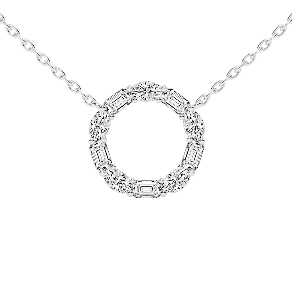 Open Circle Oval and Emerald Cut 3 Cttw Lab Grown Diamond Pendant