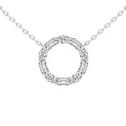 Open Circle Oval and Emerald Cut 3 Cttw Lab Grown Diamond Pendant