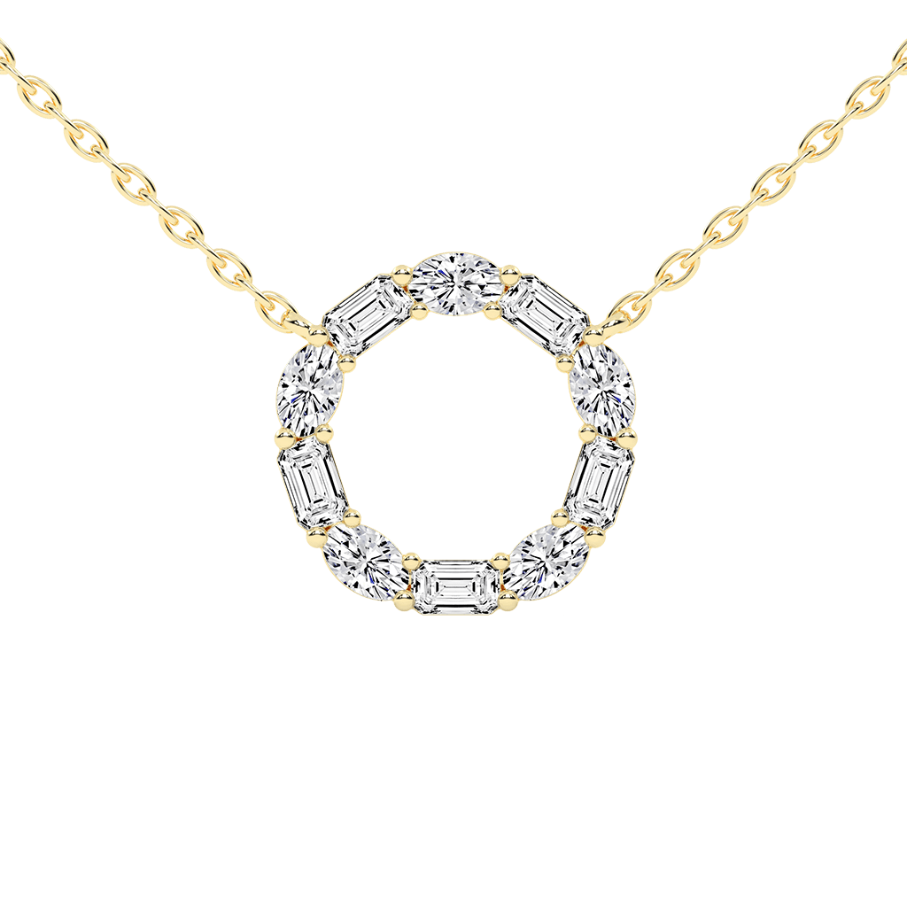 Open Circle Oval and Emerald Cut 3 Cttw Lab Grown Diamond Pendant