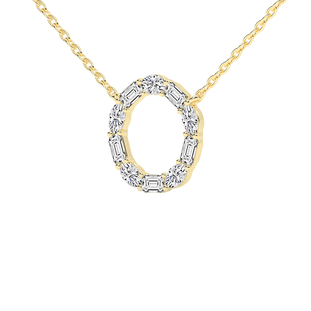 Open Circle Oval and Emerald Cut 3 Cttw Lab Grown Diamond Pendant