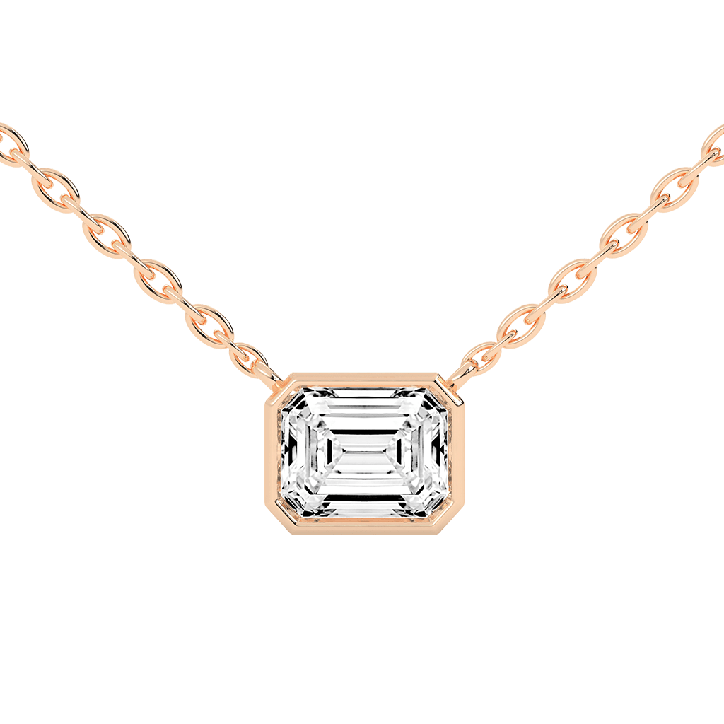 Bezel Set Emerald Cut 2.5 Cttw Lab Grown Diamond Pendant