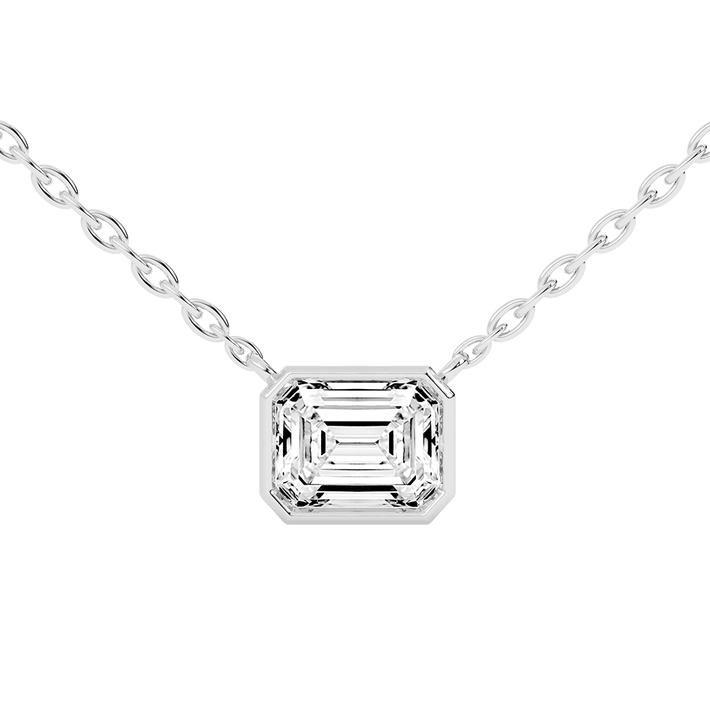 Bezel Set Emerald Cut 2.5 Cttw Lab Grown Diamond Pendant