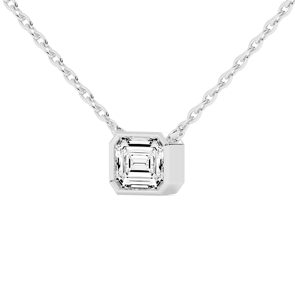 Bezel Set Emerald Cut 2.5 Cttw Lab Grown Diamond Pendant