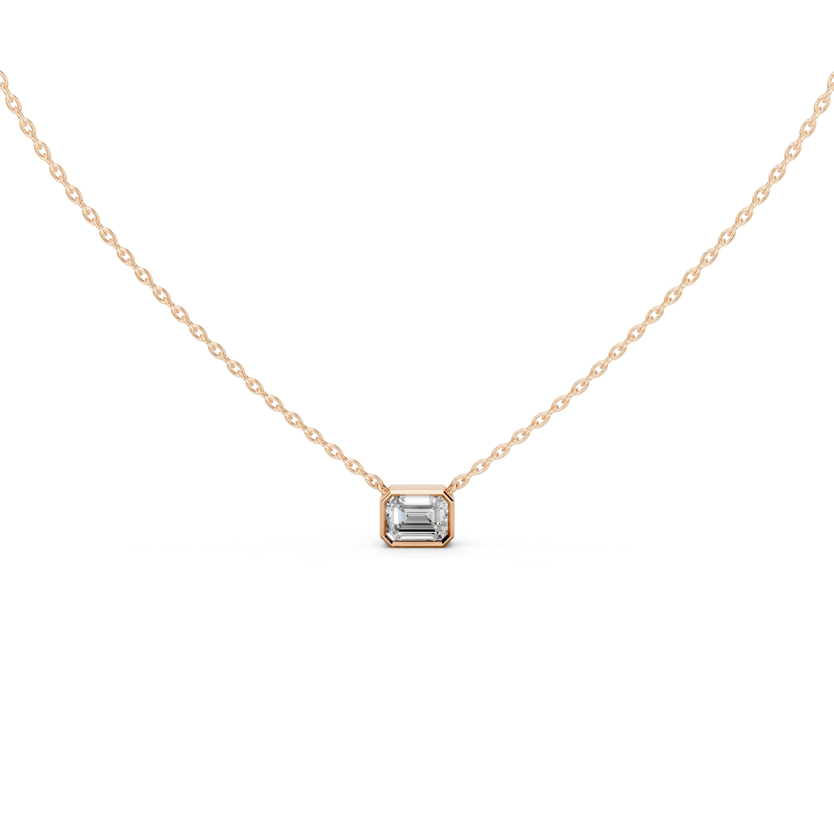 Bezel Set Emerald Cut 2.5 Cttw Lab Grown Diamond Pendant