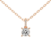 Square Cushion and Round Cut Lab Grown Diamond Solitaire Pendant