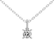 Square Cushion and Round Cut Lab Grown Diamond Solitaire Pendant