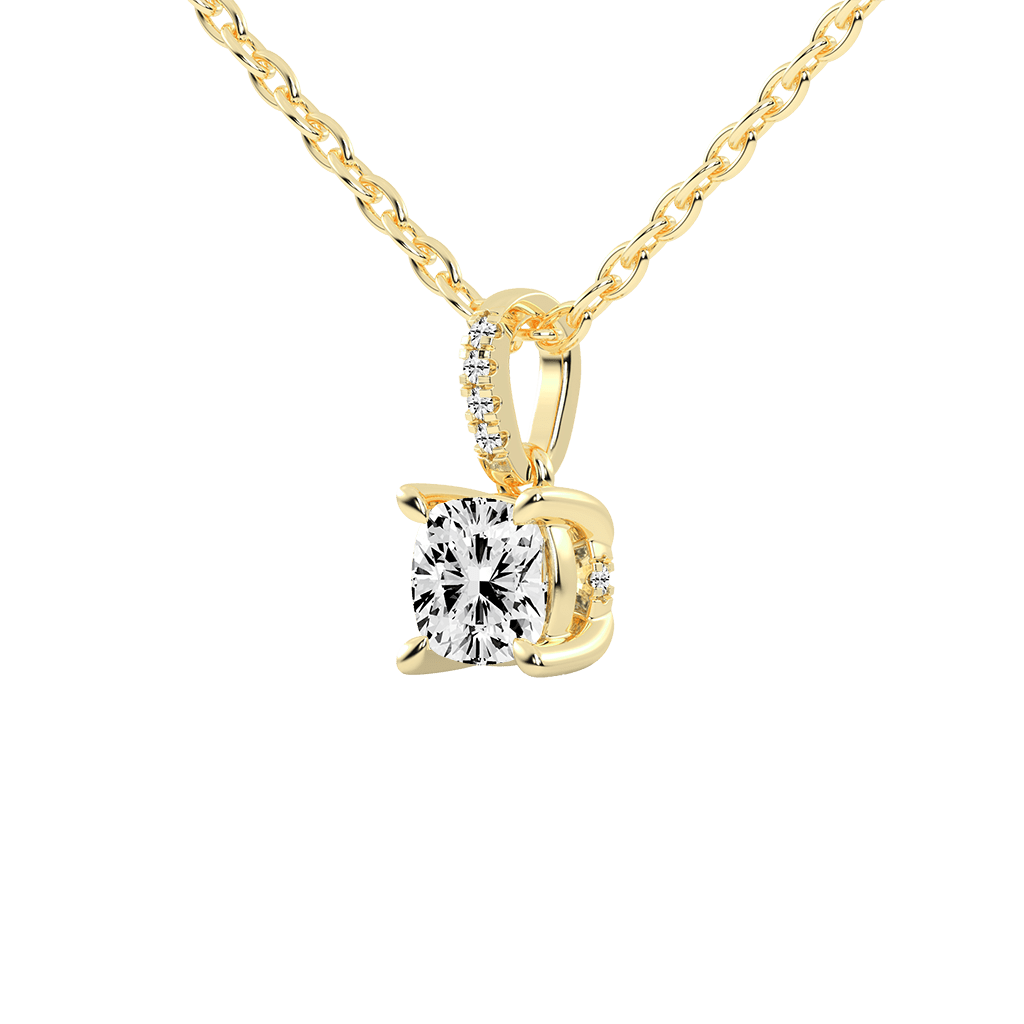 Square Cushion and Round Cut Lab Grown Diamond Solitaire Pendant