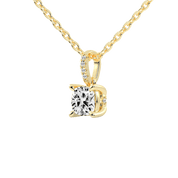 Square Cushion and Round Cut Lab Grown Diamond Solitaire Pendant