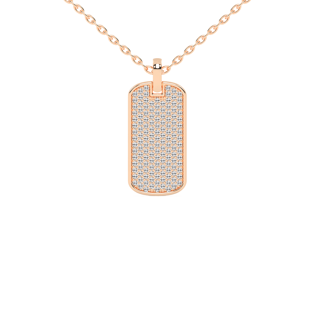 Round Cut 1.39 Cttw Dog Tag Lab Grown Diamond Pendant