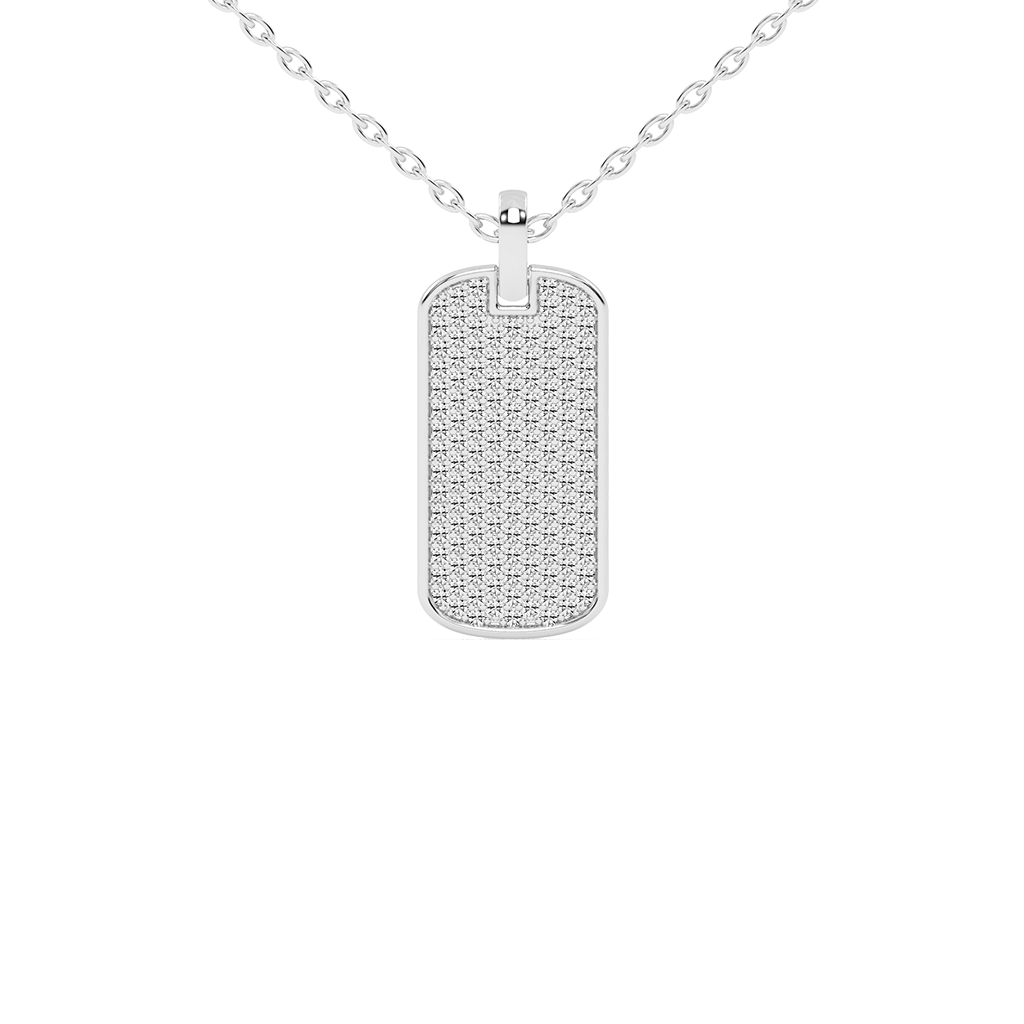 Round Cut 1.39 Cttw Dog Tag Lab Grown Diamond Pendant