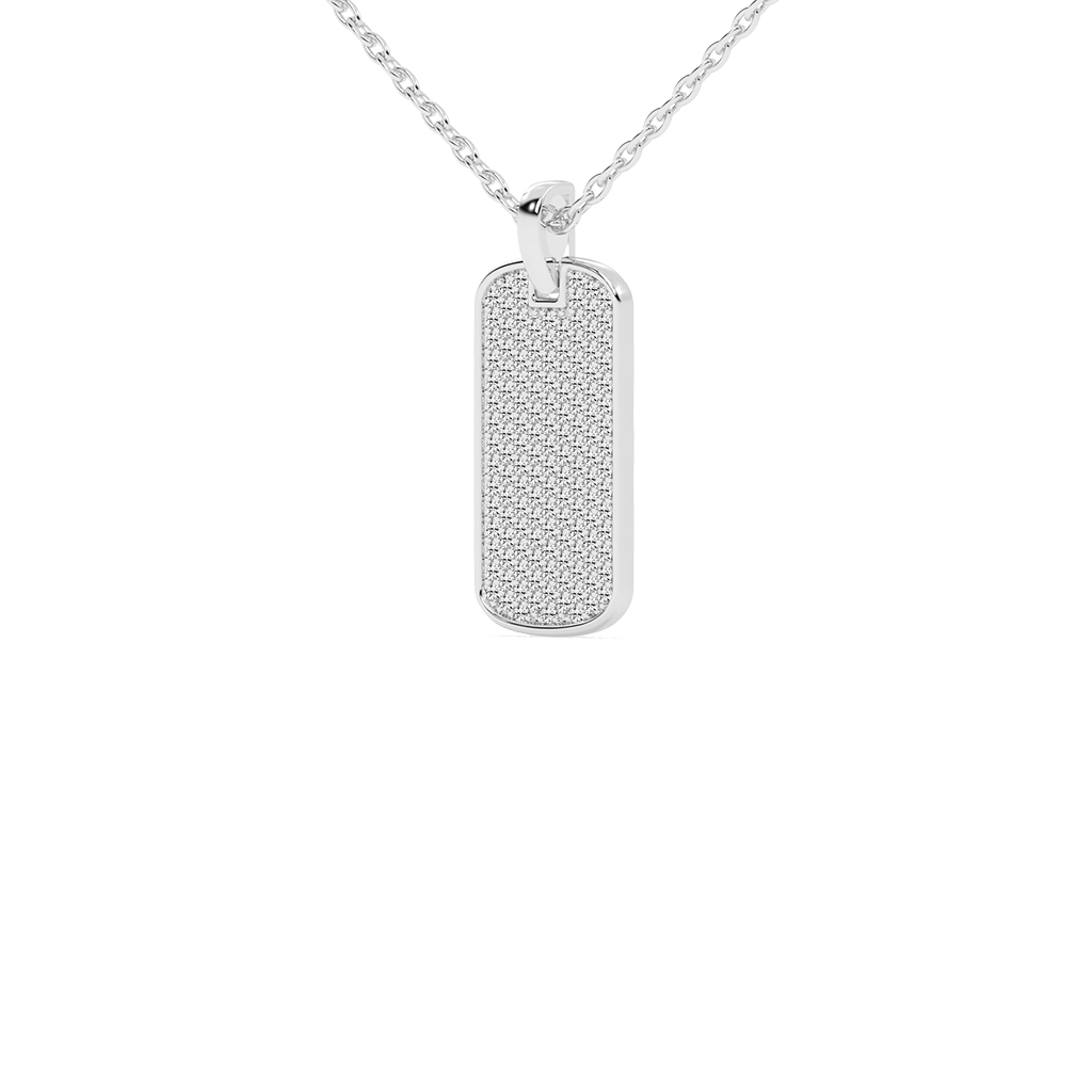 Round Cut 1.39 Cttw Dog Tag Lab Grown Diamond Pendant