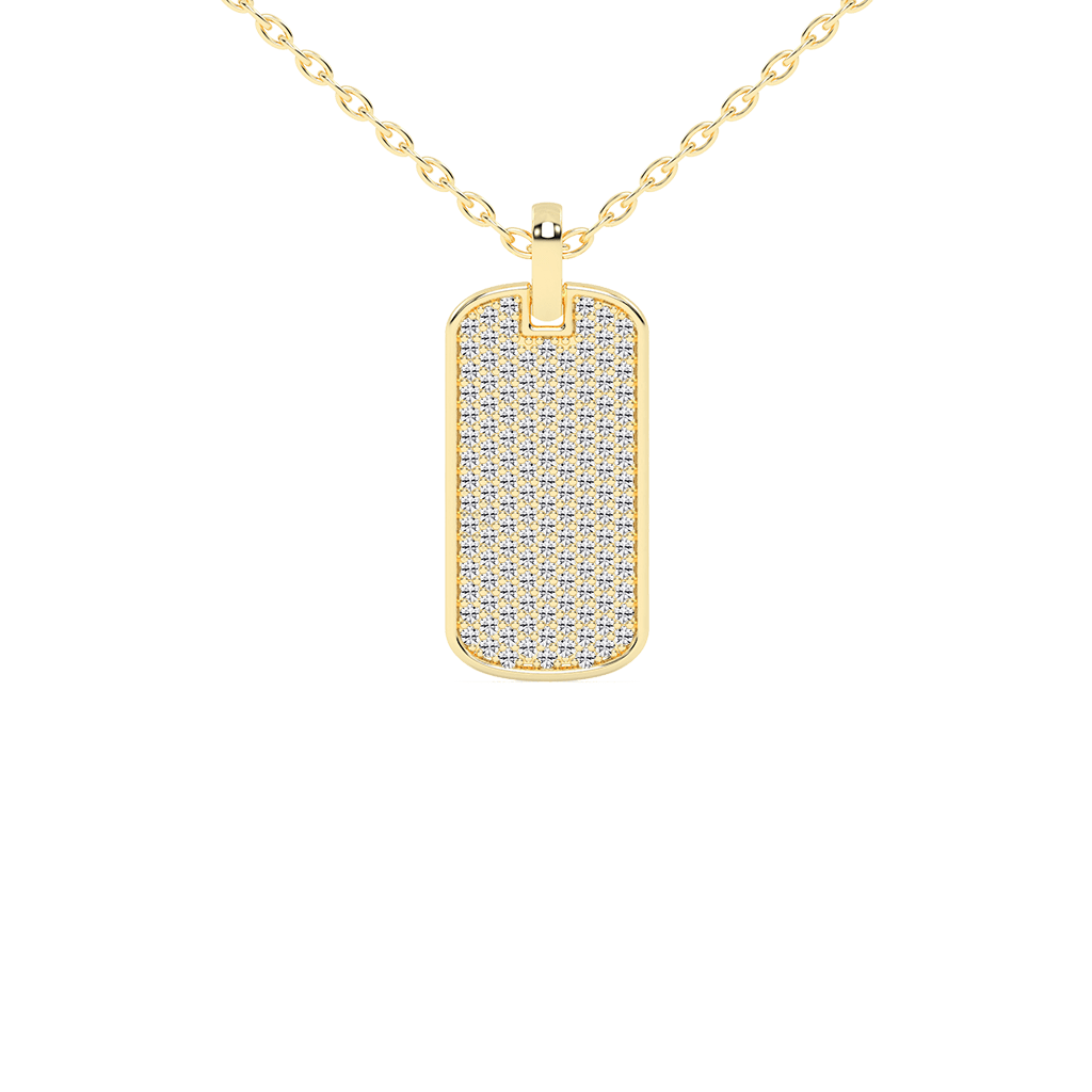 Round Cut 1.39 Cttw Dog Tag Lab Grown Diamond Pendant