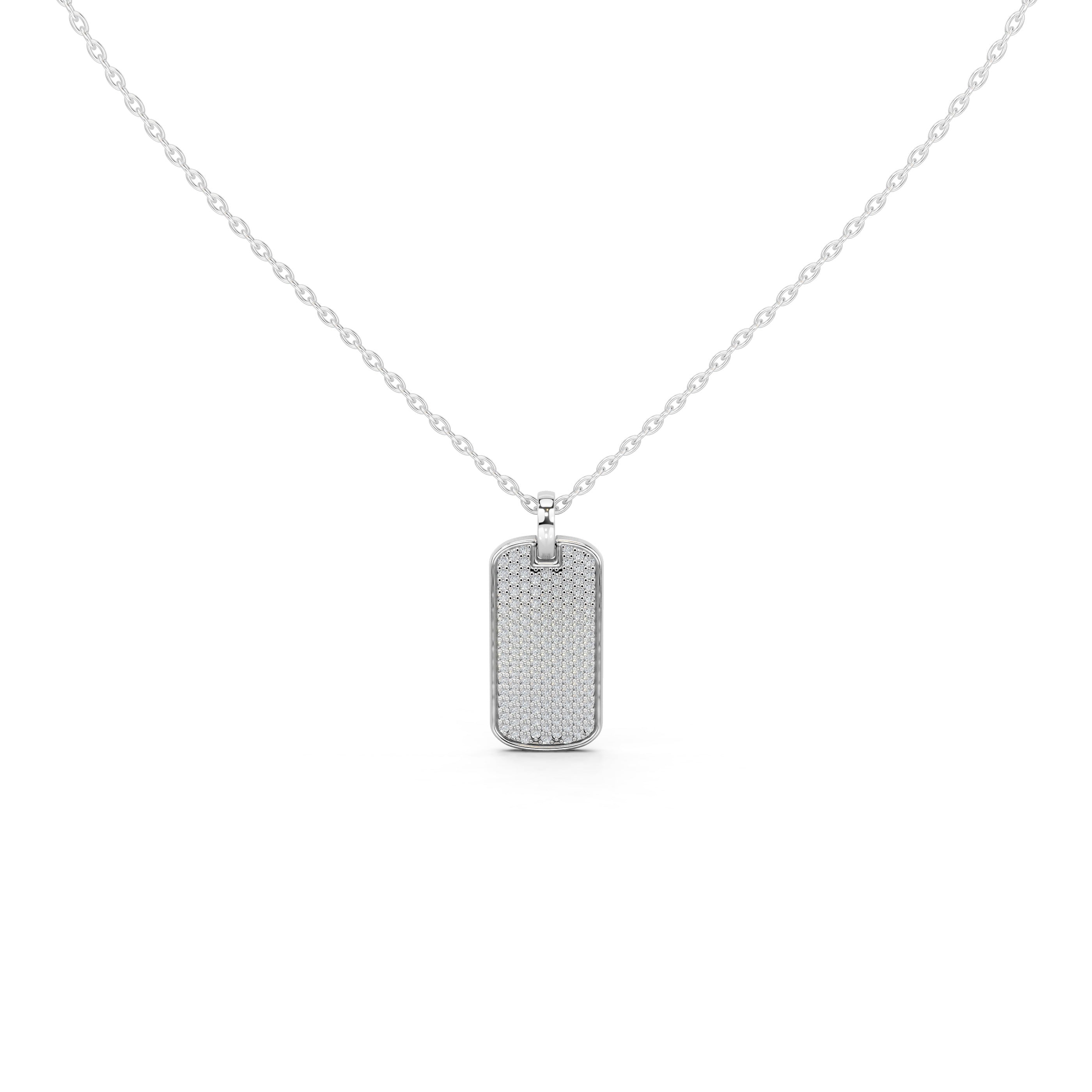 Round Cut 1.39 Cttw Dog Tag Lab Grown Diamond Pendant