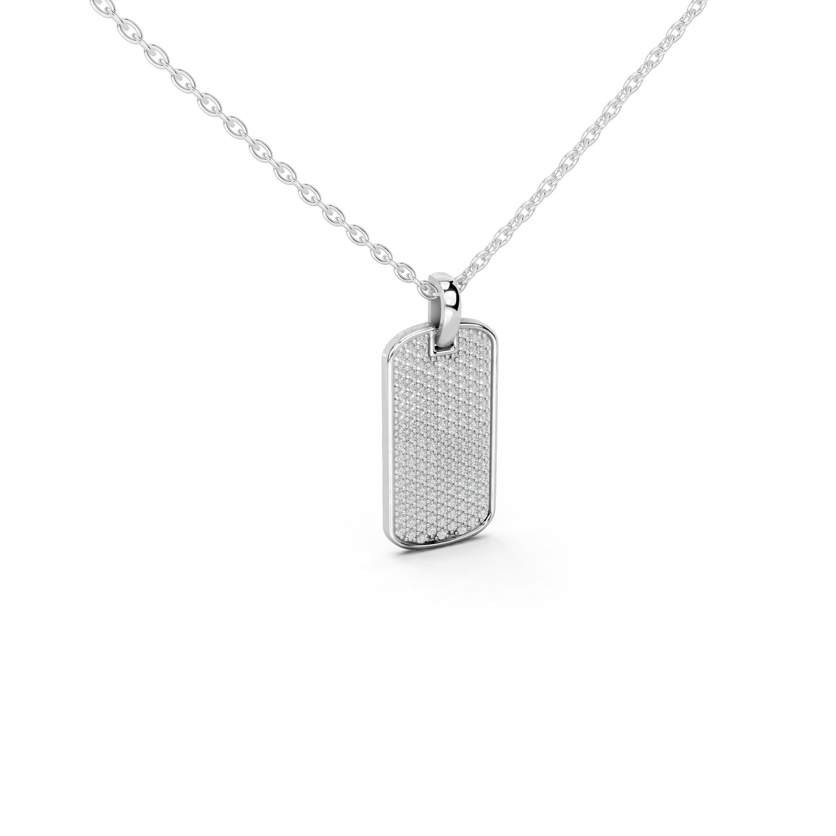 Round Cut 1.39 Cttw Dog Tag Lab Grown Diamond Pendant