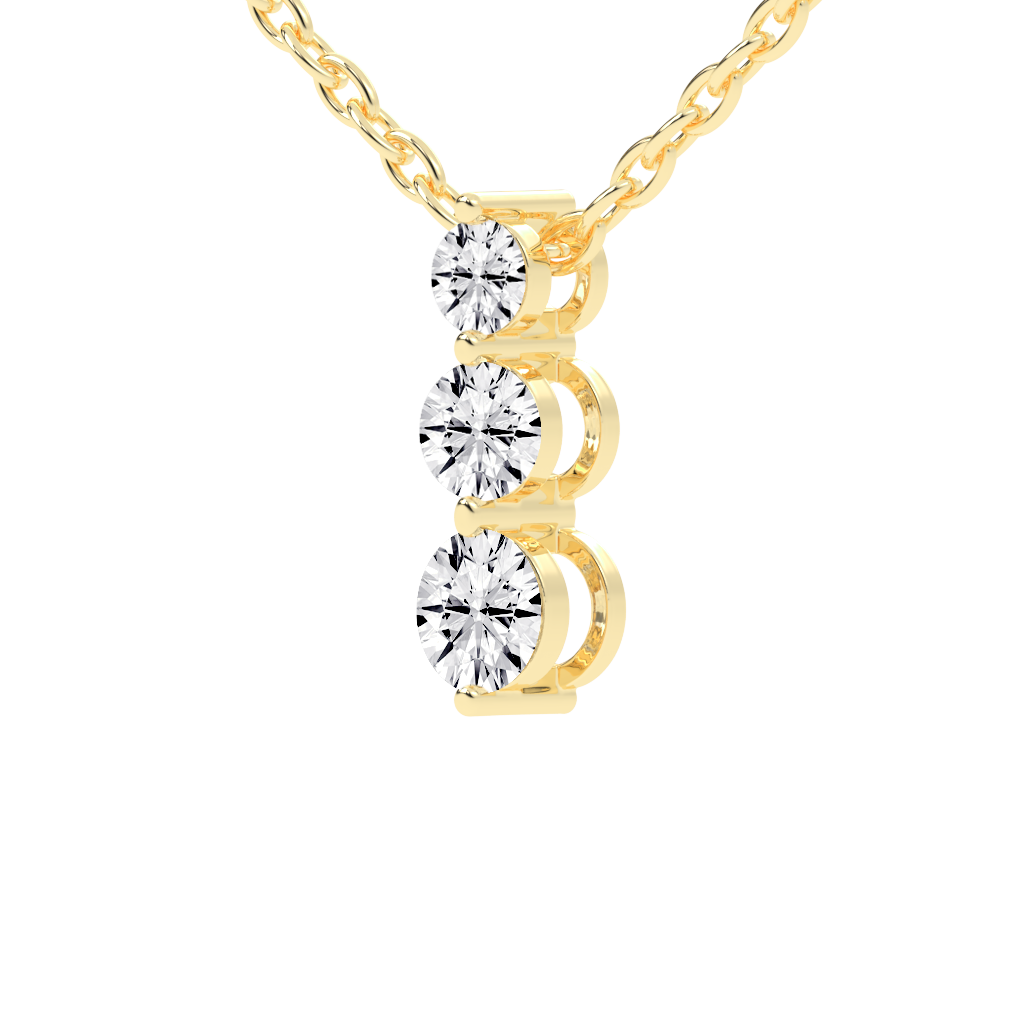 Three Stone Round Cut 1.01 Cttw Lab Grown Diamond Pendant