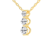 Three Stone Round Cut 1.01 Cttw Lab Grown Diamond Pendant