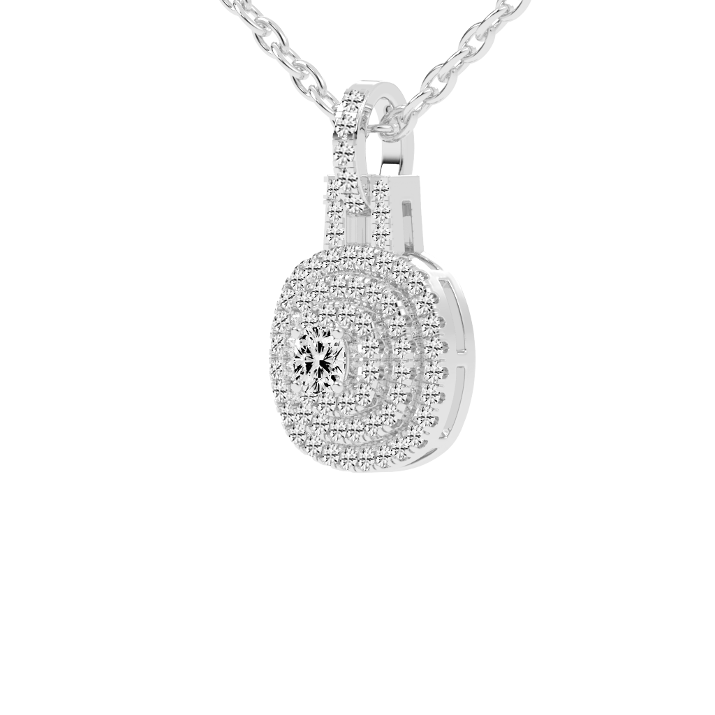 Double Halo Square Cushion Round Cut 0.7 Cttw Lab Grown Diamond Pendant